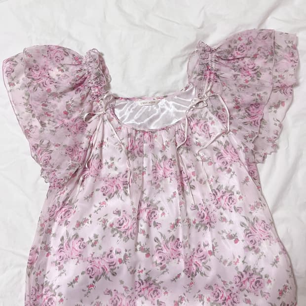 레스트로즈 오프숄더 원피스 플라워 꽃무늬 히메갸루 모리걸 로걀 빈티지