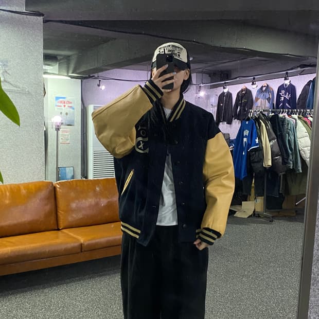 스타터 시카고 화이트삭스 모직&레더 배색 바시티 자켓 B3197