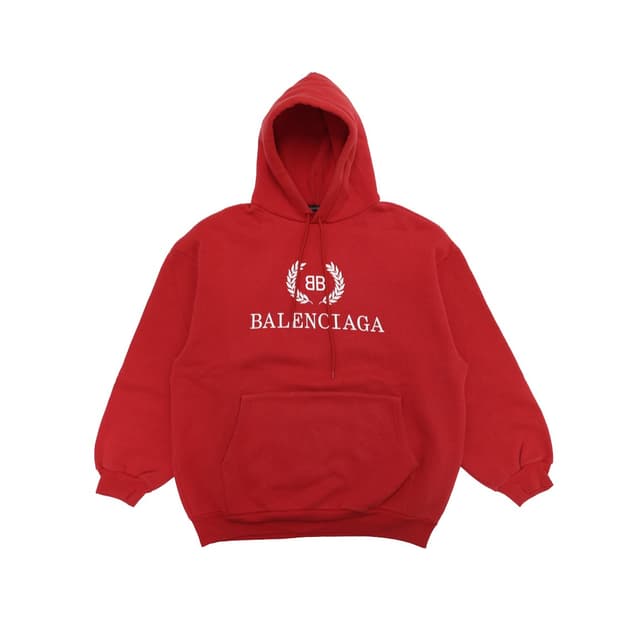 발렌시아가 547765 후드 코튼 레드