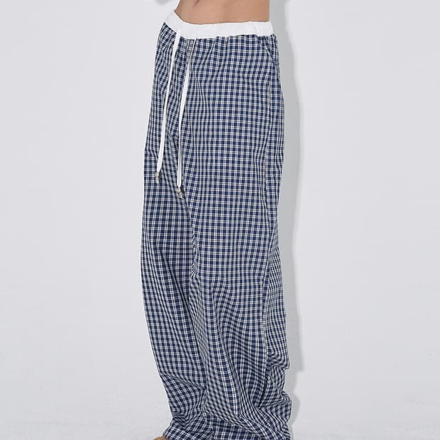CHECK SUMMER PANTS, BLUE