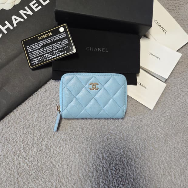 [정품/풀구성] 샤넬 CC 로고 클래식 캐비어 코인 카드지갑