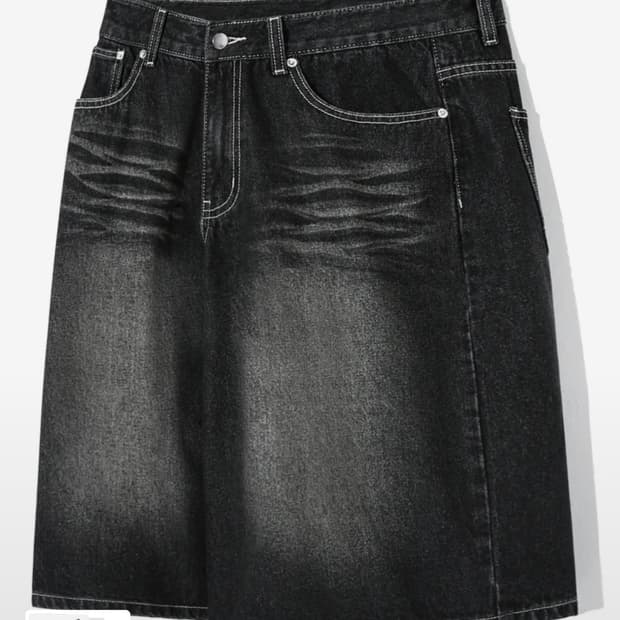 캣 브러쉬 워시드 버뮤다 데님 쇼츠 (NORMAL BLACK)