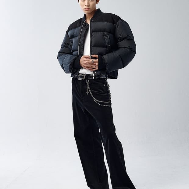 알렌느 크롭 덕 다운 봄버 자켓 블랙