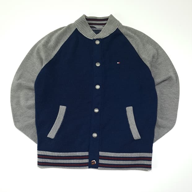 CL182 M 타미힐피거 울 혼방 바시티 니트 가디건