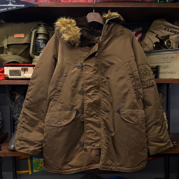 알파 인더스트리 N3B 밀리터리 퍼 후드 야상 자켓 파카 복각 N129