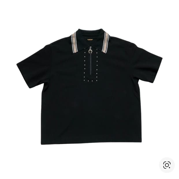 캐피탈 타이틀리 우븐 피케 랭글 칼라 집업 푸에블로 폴로 블랙