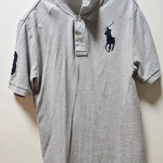 정품 폴로랄프로렌 빅포니 그레이 카라 반팔 L