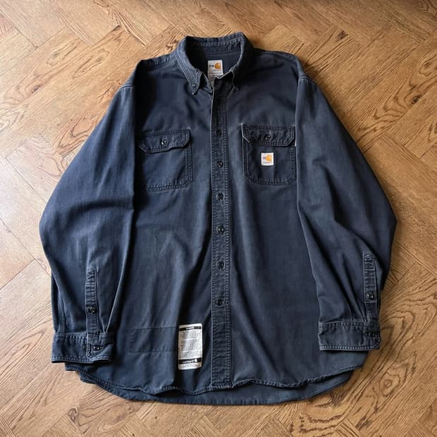 [2XL]칼하트FR USA 2포켓 다크네이비 워크 셔츠