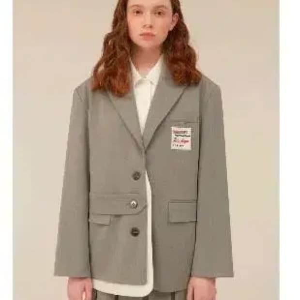 새상품, 단종) oioi 패치 포인트 레이어드 자켓 그레이