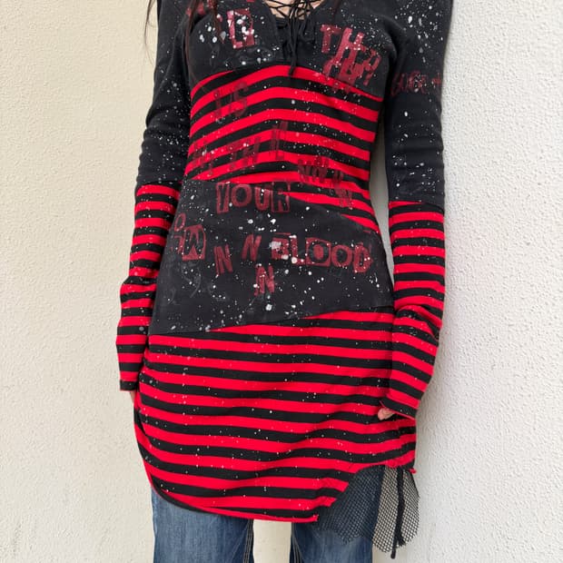 H.Anarchy Blood Stripe Lace-Up dress
