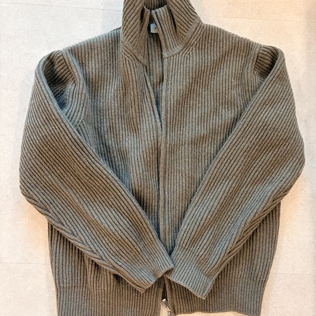 인더로우 풀집업 니트 카키멜란지 3