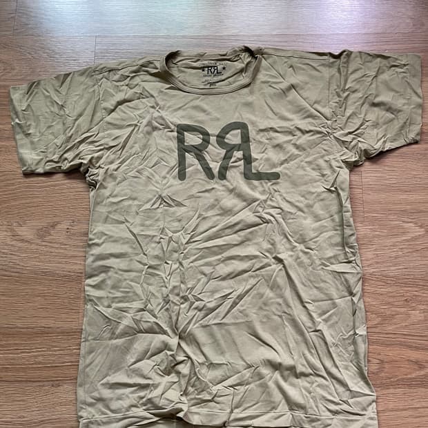 RRL 더블알엘 로고 반팔 티셔츠 카키 컬러 M사이즈