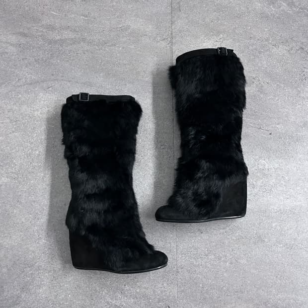 Ash 아쉬 풀 오버 래빗 퍼 웨지 롱 부츠