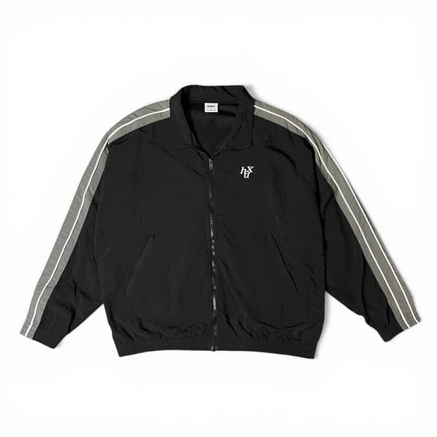 HDEX 블랙 사이드 화이트 라인 로고 바람막이 자켓 L