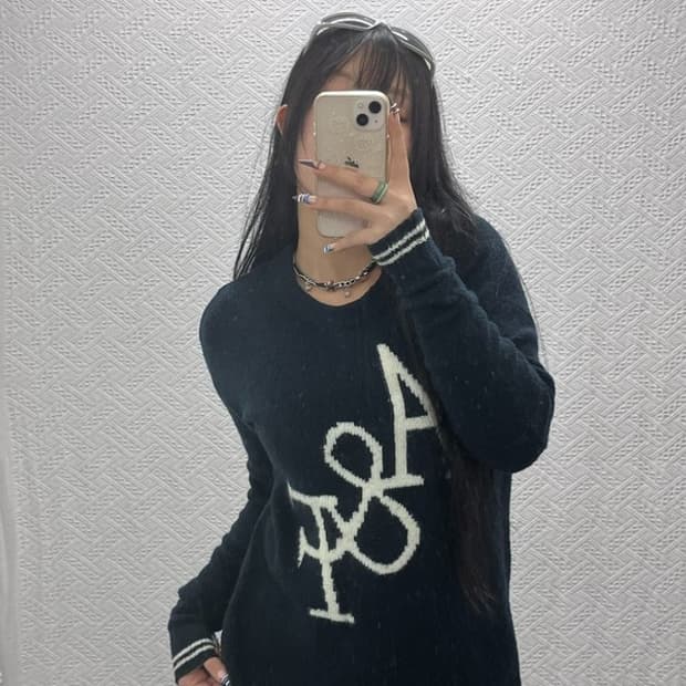 아베크롬비 올드스쿨 레트로 빅로고 폭닥 니트 S C07599