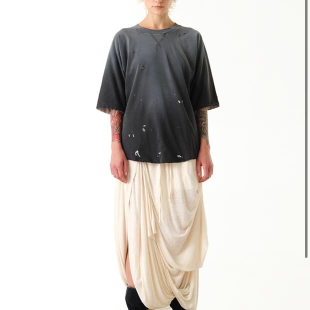 [OPEN YY] DRAPED LINEN SKIRT, CREAM