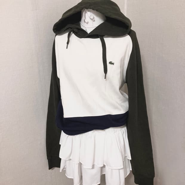 라코스테 카키네이비 후드티 L