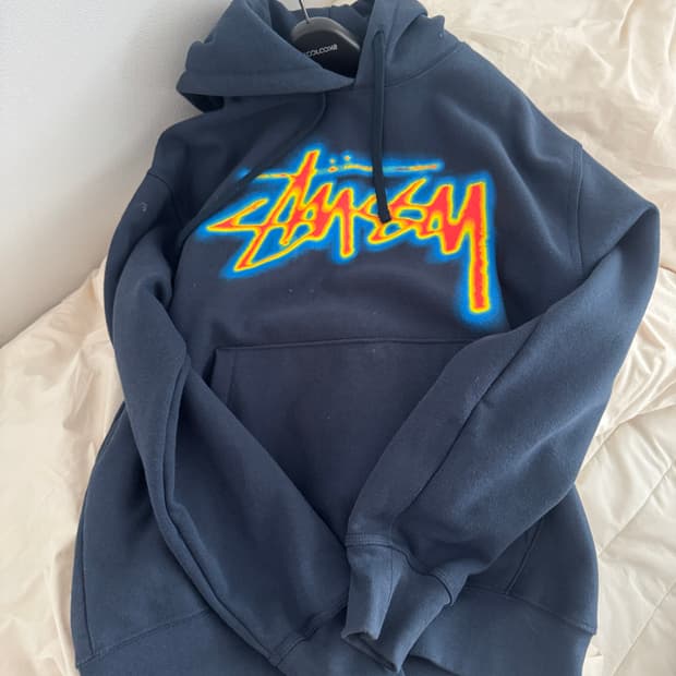 스투스 스탁 써멀 후드티 네이비