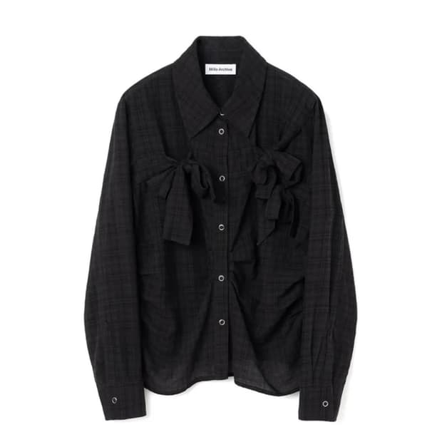 밀로 우먼 리본 타이 셔츠 black