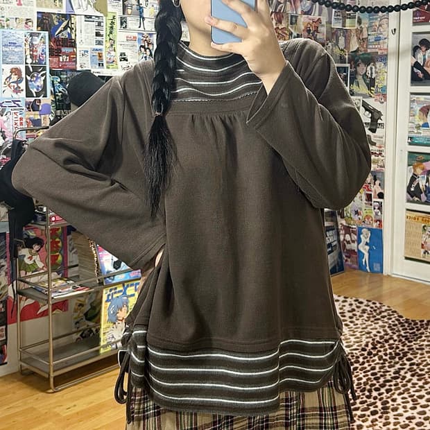 JPN 모리걸 레이어드 스퀘어넥 롱슬리브