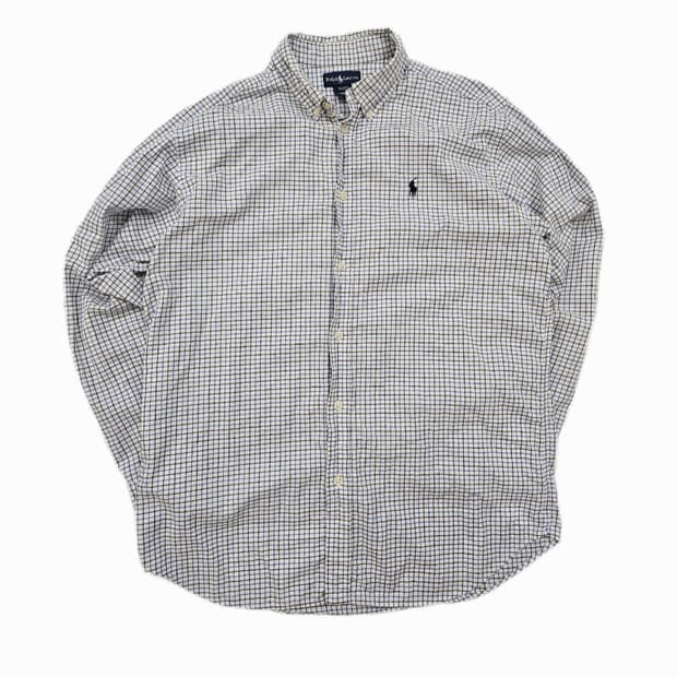 [Boys XL] 폴로 랄프로렌 블루/블랙 태터솔 체크 코튼 셔츠