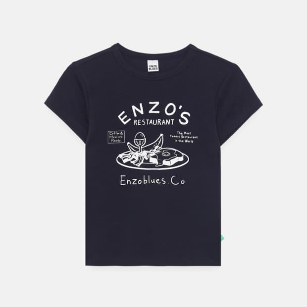 BRUNCH 캡 슬리브 티셔츠 (Navy)