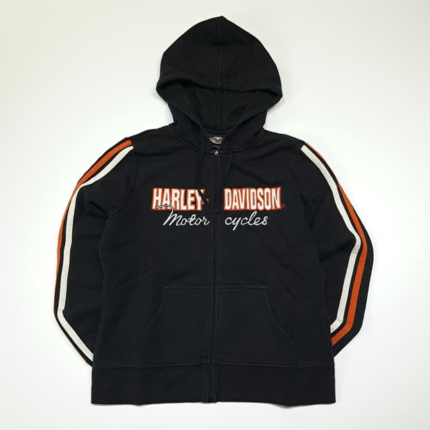 CL343 L 할리데이비슨 코튼 레이싱 자수 블랙 후드집업