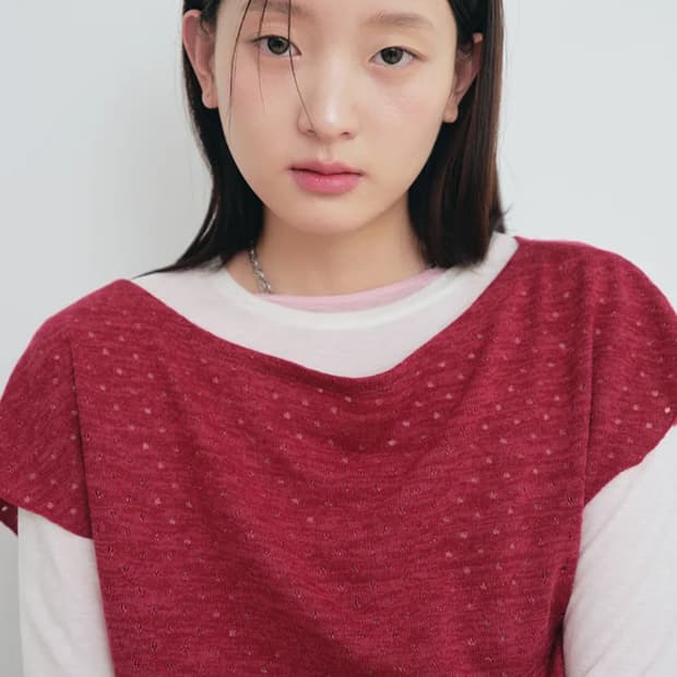 (품절 제품) 무음 블랭크 도트 니트탑