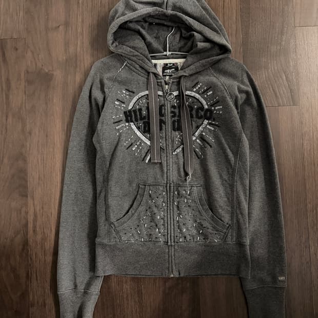 타미힐피거 스팽글 비즈 시퀸 후드집업