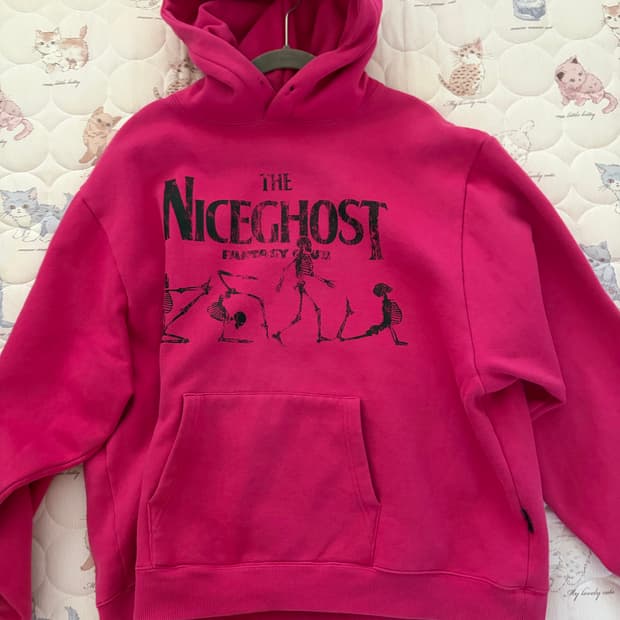 나이스고스트클럽 핑크 후드티