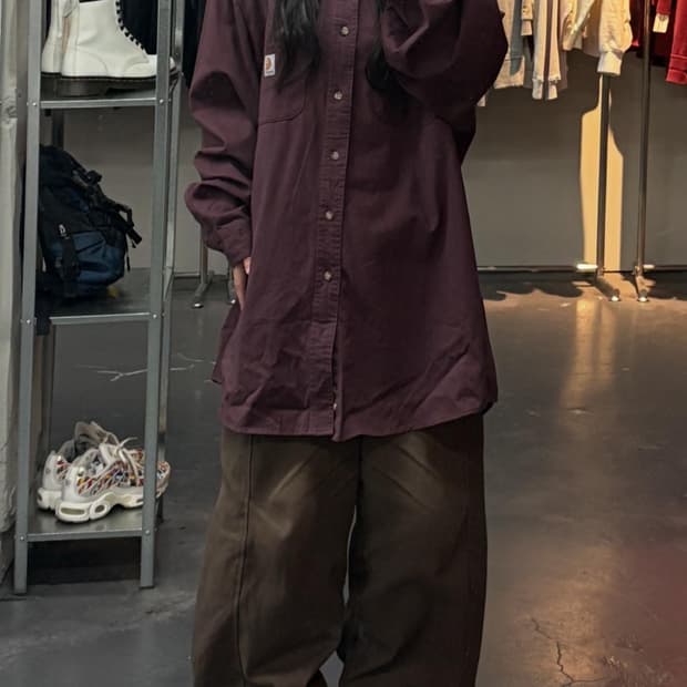 칼하트 버건디 워크셔츠 A3206