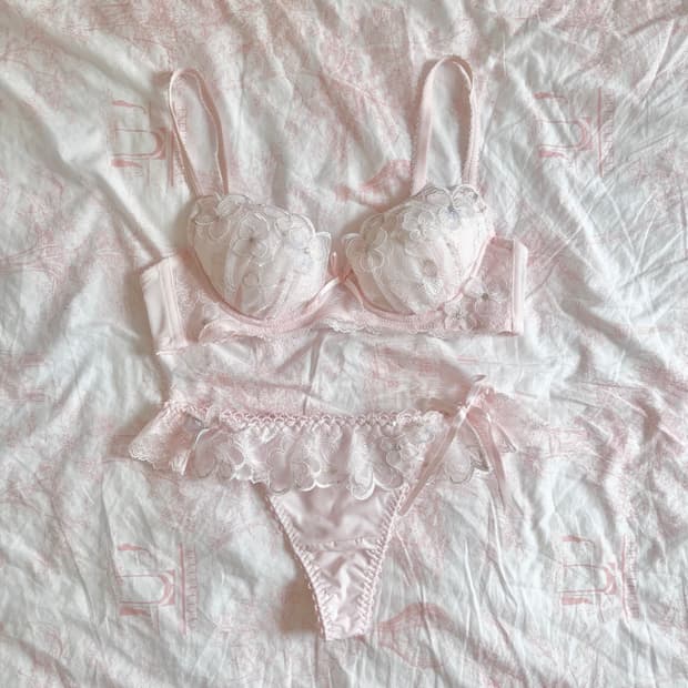 리사마리 브라&t팬티 set 핑크 레이스 리본 히메 갸루 페어리 로걀