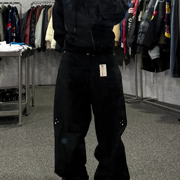 마틴플랜 블랙 와이드 팬츠 B4371