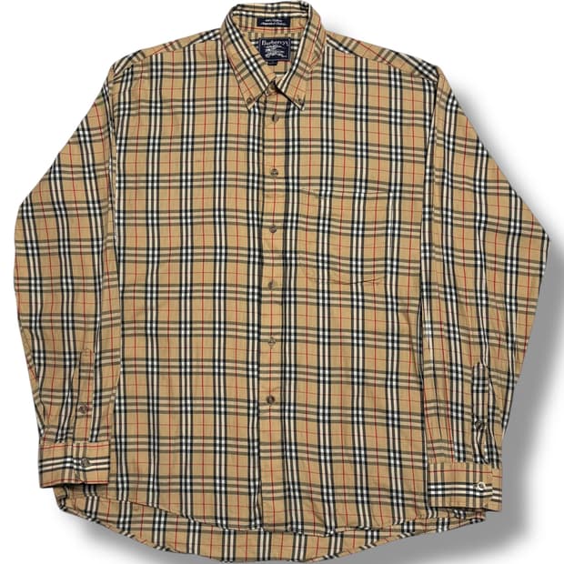 90's Burberry Made in USA 노바체크 오버핏 셔츠