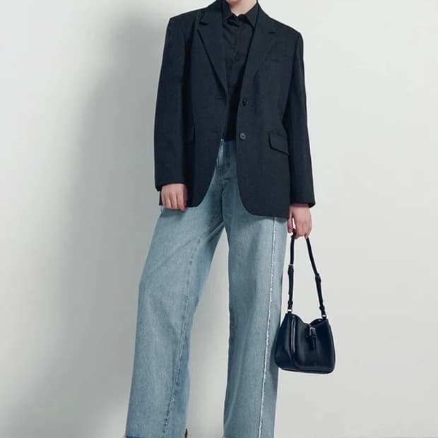 무탠다드 울 플란넬 오버사이즈 블레이저 L