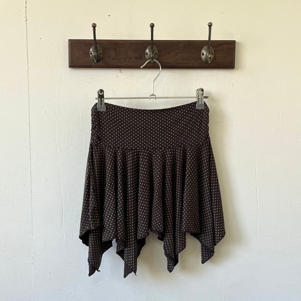 LA 브라운 도트 밴딩 스커트