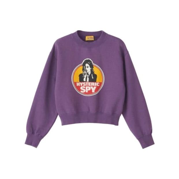 히스테릭글래머 걸 프린팅 SPY 크롭 맨투맨