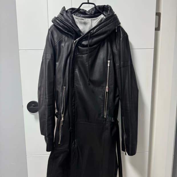 Bajra ninja hood leather jacket
