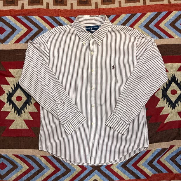 105) 폴로 랄프로렌 스트라이프 셔츠 브라운