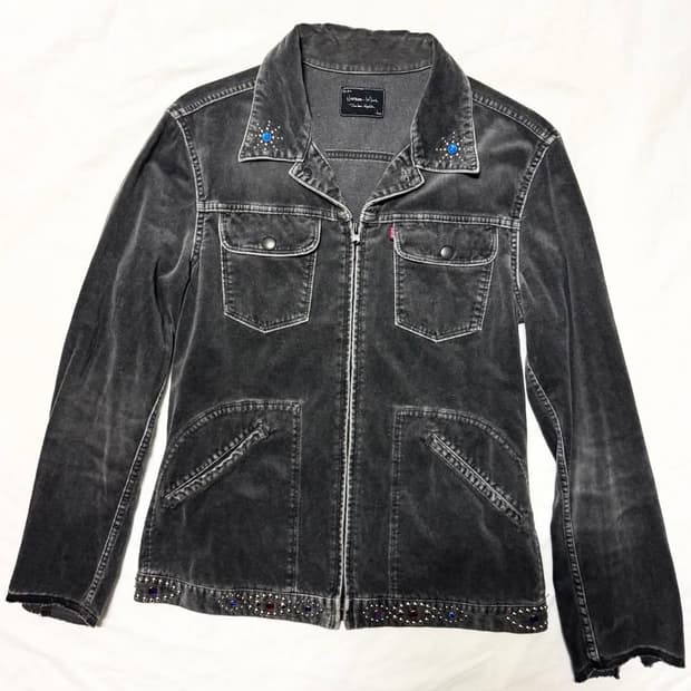 넘버나인 - 03AW 젬스톤 스터드 벨루어 자켓