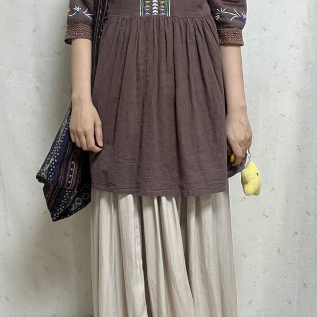 에스닉블라우스+ 롱 스커트