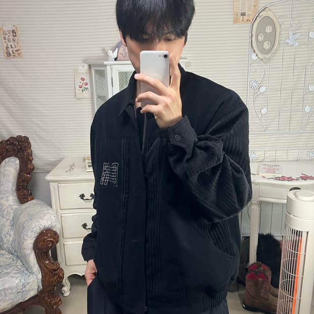 빈티지 블랙 벨벳 블루종 844 y2k 스트릿 모리 갸루 일본빈티지