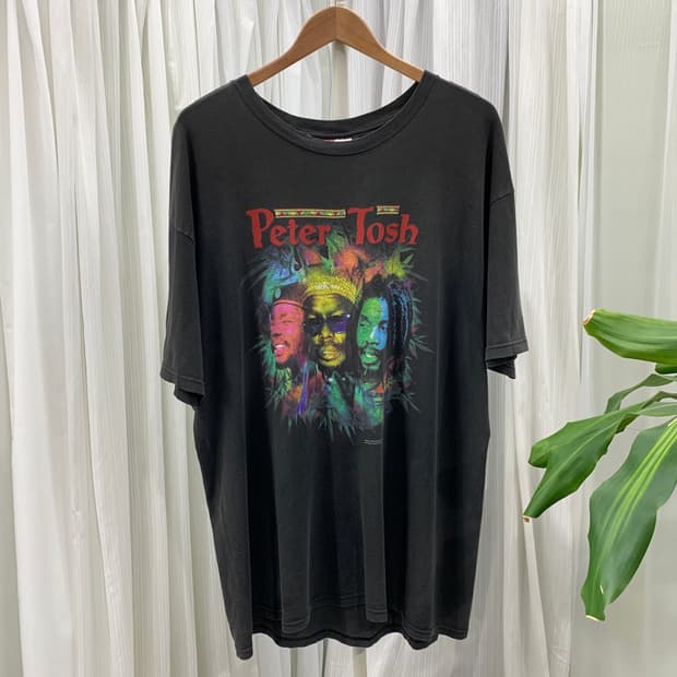 Hanes 헤인즈 Peter Tosh 프린트 워싱 반팔 티셔츠 1477
