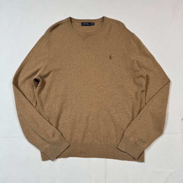 XL) 폴로 랄프로렌 메리노울 라운드넥 니트 브라운
