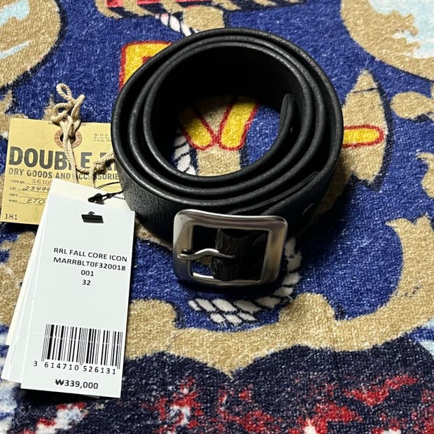 RRL 핸드버니시 레더 벨트 블랙