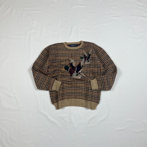 90‘s 폴로랄프로렌 천둥오리 체크 니트 스웨터
