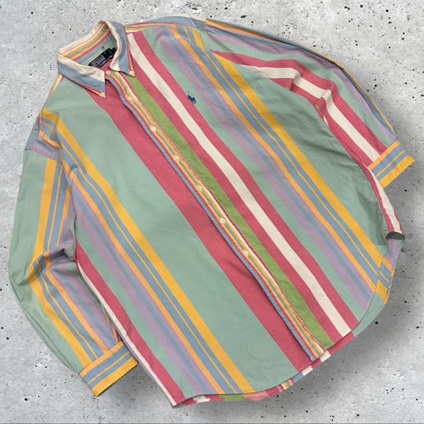 [L] 폴로 랄프로렌 멀티 스트라이프 셔츠 C409
