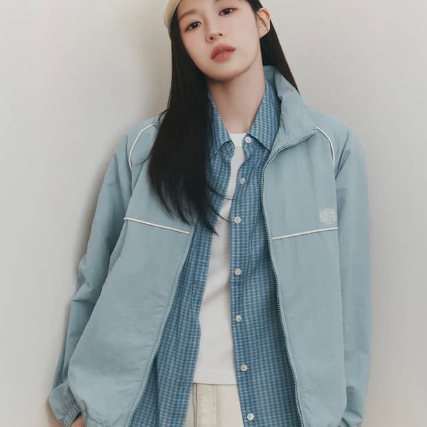 마리떼 프랑소와 저버 클래식 로고 하이넥 윈드자켓 바람막이 애쉬블루 M 