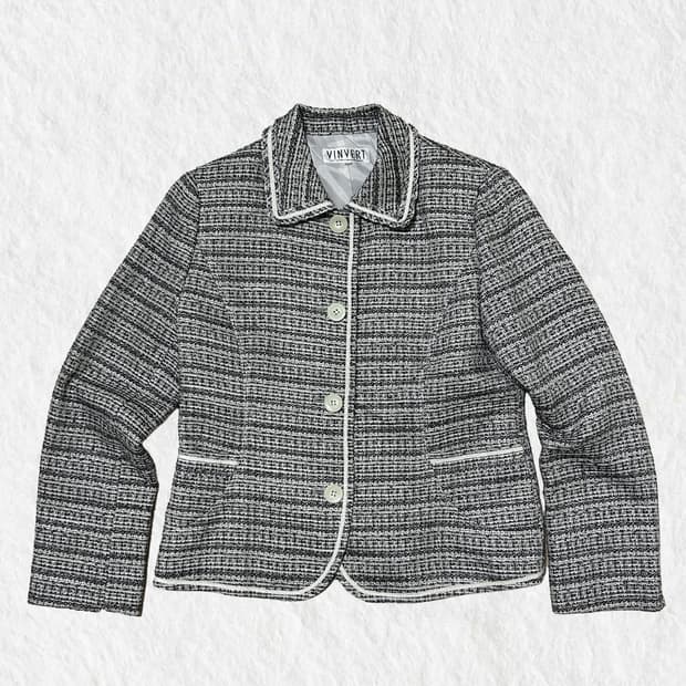 빈티지 그레이 트위드 자켓