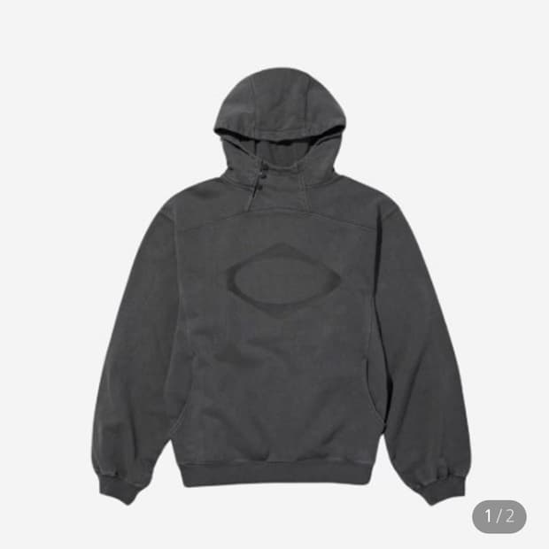 미스치프 롬버스 사이드 버튼 업 후드 워시드 차콜